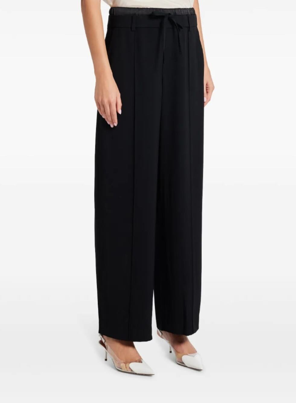 Vince Crepe Palazzo Pants V073322390 Womens 16 Black High-rise Wise Leg